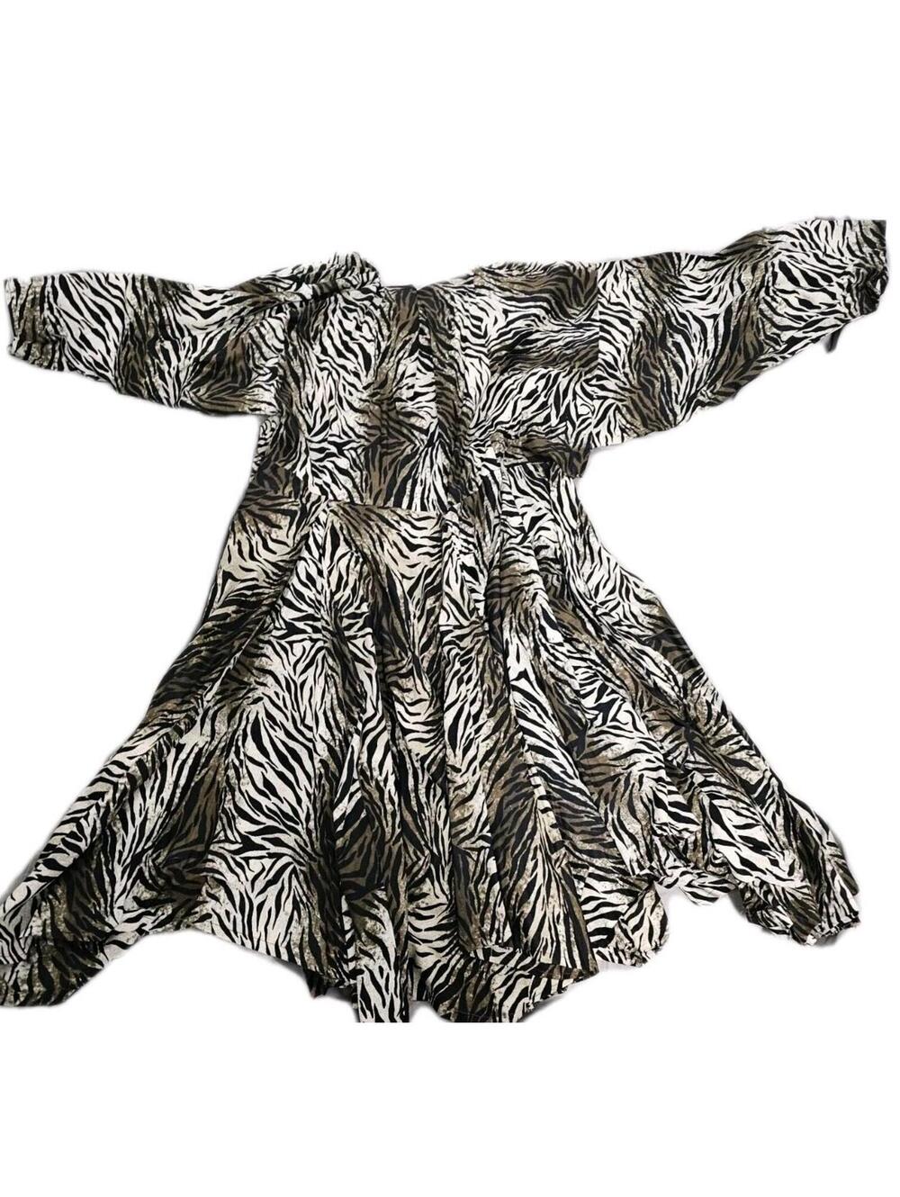 Handmade Zebra Print Duster Plus Size Costume Perform Gospel Wardrobe Stage Vtg